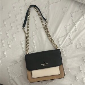Kate Spade Black and Tan Crossbody Bag with Chain Strap